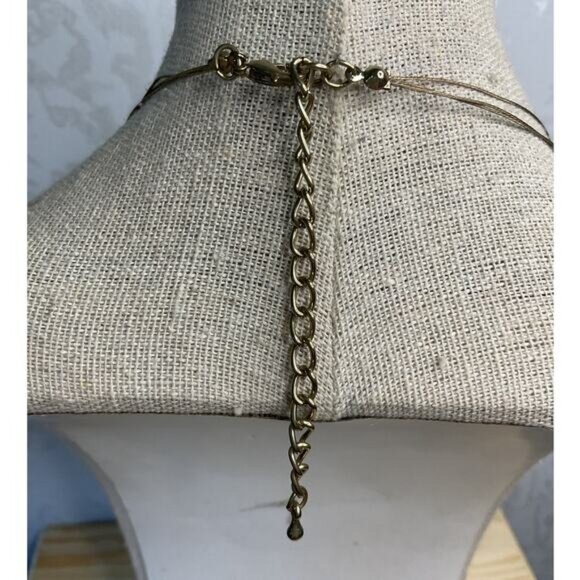 Neutral Tone Multi Strand Floating Beaded Necklace - Picture 3 of 4